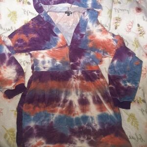 Fashion Nova Tie-Dye Hooded Dress Size Large